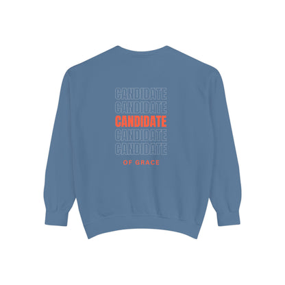 Grace Cross Sweatshirt — "Candidate of Grace" Christian Pullover