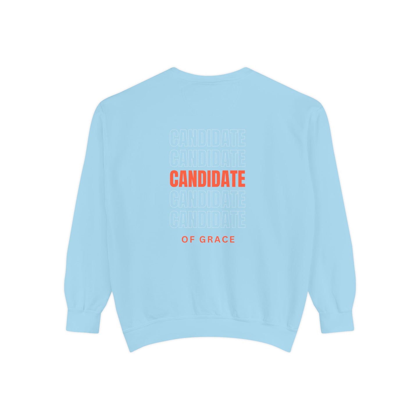 Grace Cross Sweatshirt — "Candidate of Grace" Christian Pullover