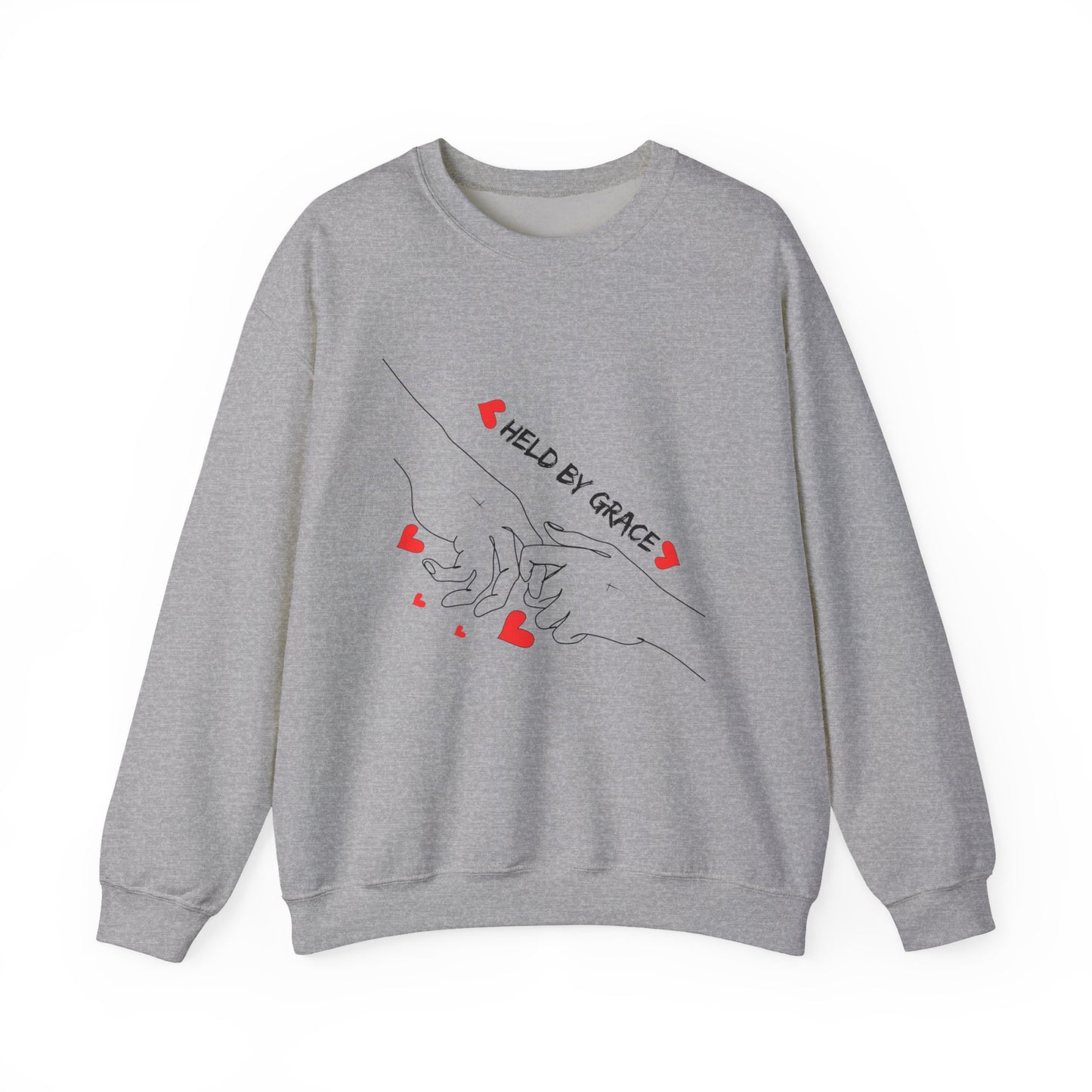 Crewneck Sweatshirt — "Held By Grace" Minimal Line Art Hands Design