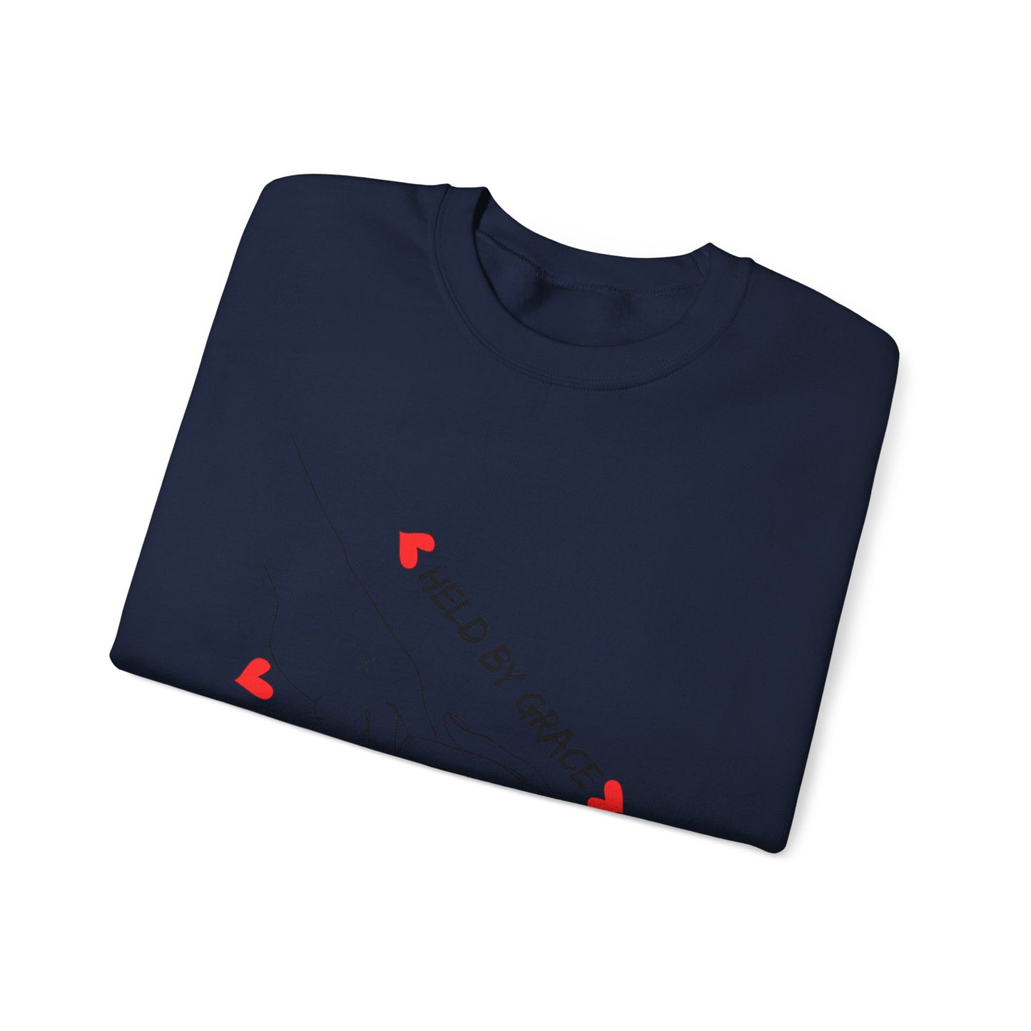 Crewneck Sweatshirt — "Held By Grace" Minimal Line Art Hands Design