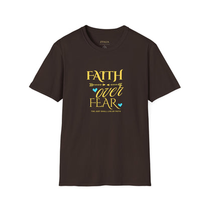 Faith Over Fear T-Shirt — Inspirational Christian Tee with Soft Script & Heart Accents