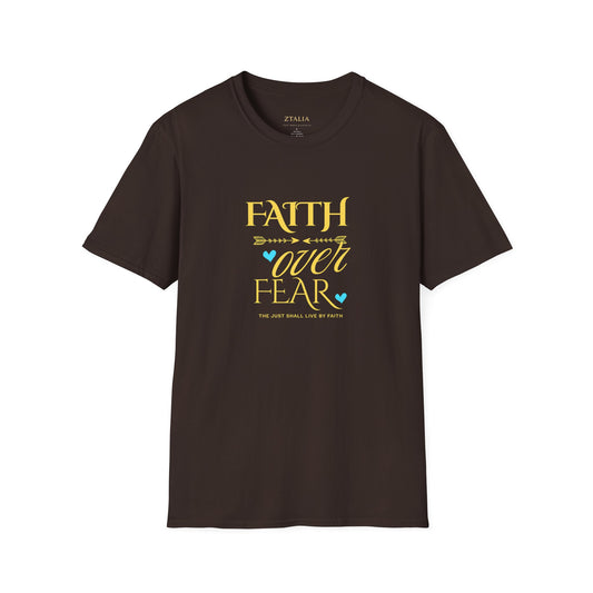 Faith Over Fear T-Shirt — Inspirational Christian Tee with Soft Script & Heart Accents