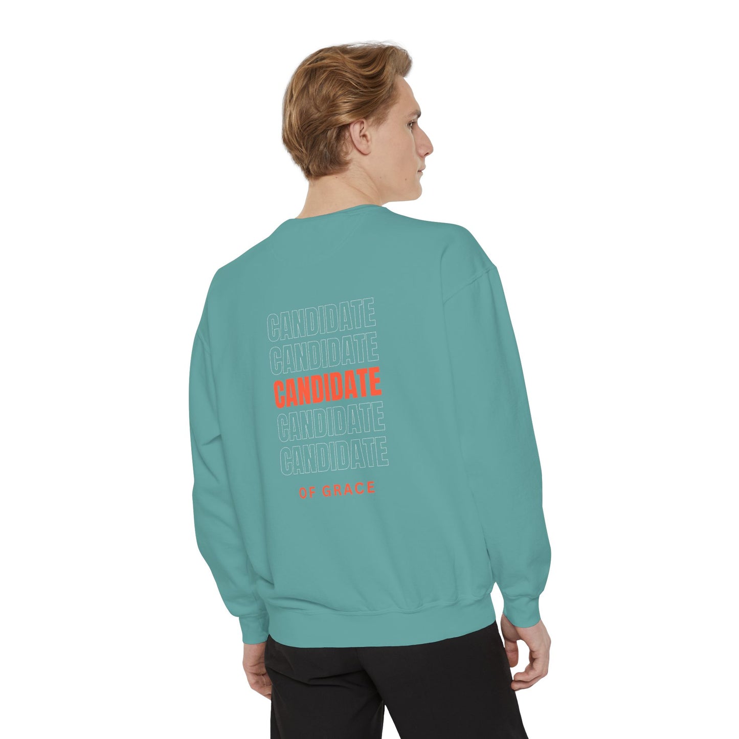 Grace Cross Sweatshirt — "Candidate of Grace" Christian Pullover