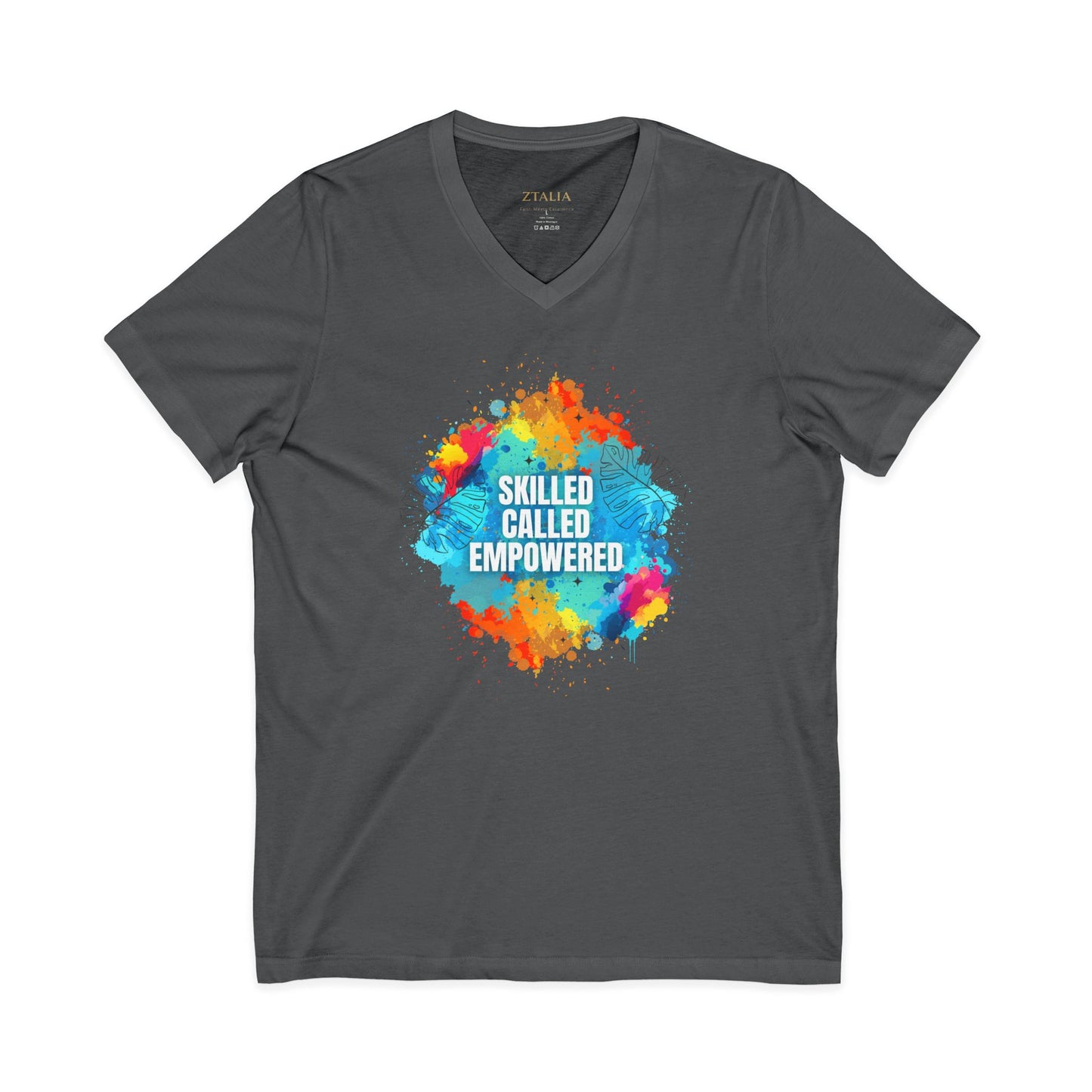 Skilled Called Empowered V-Neck Tee — Inspirational Watercolor Crew Shirt
