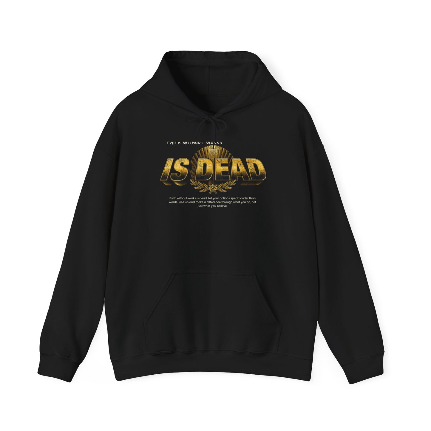 Hoodie — 'Without work is Dead' Gold Baroque Graphic Hooded Sweatshirt