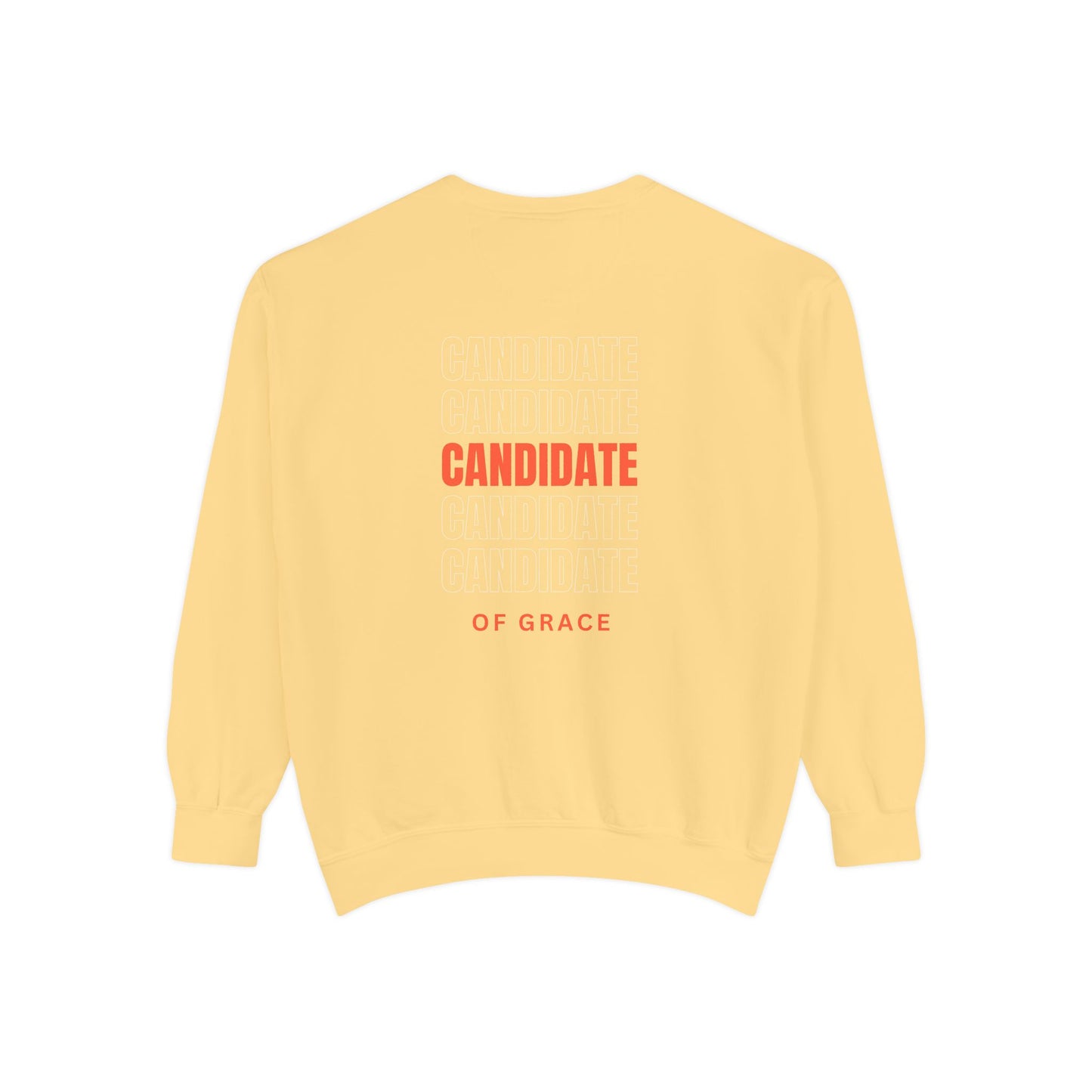 Grace Cross Sweatshirt — "Candidate of Grace" Christian Pullover