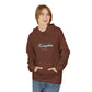 Retro Script "West Coast" White Hoodie — Vintage Stripe Graphic Pullover