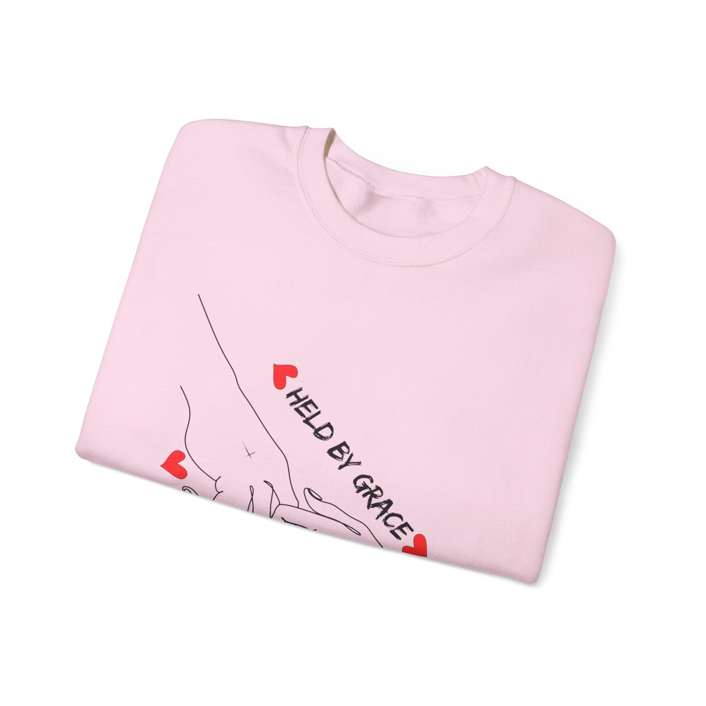Crewneck Sweatshirt — "Held By Grace" Minimal Line Art Hands Design