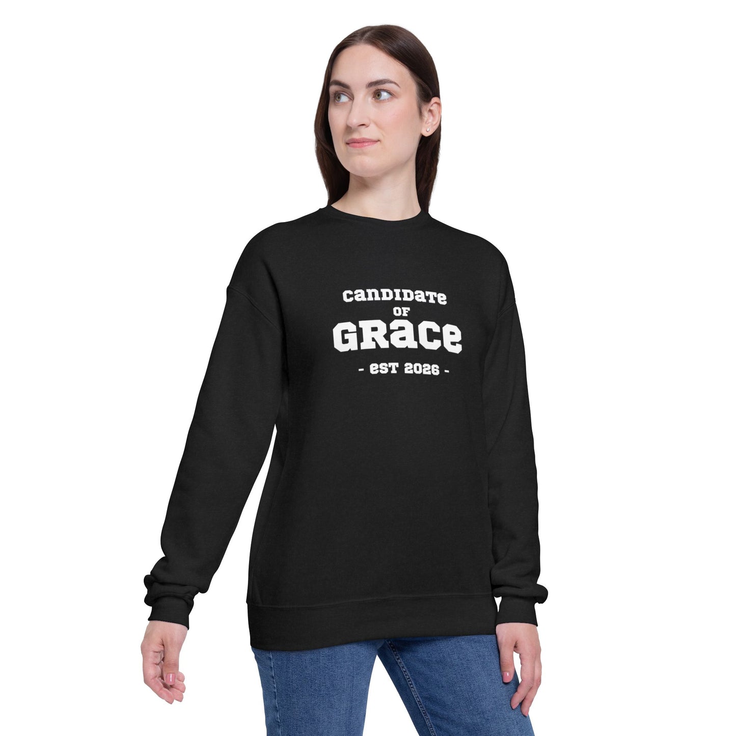 Grace Graphic Sweatshirt – 'Candidate of Grace' Cloud Print