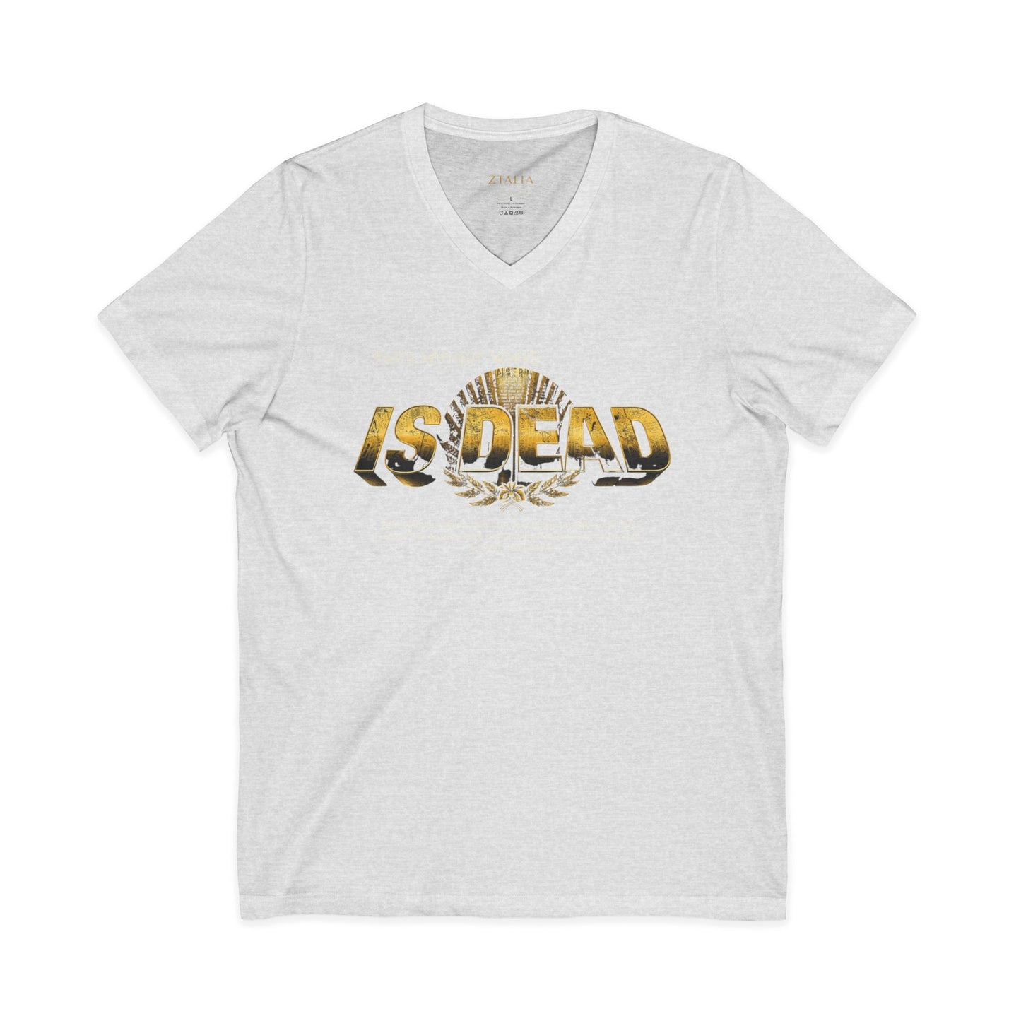 V-Neck Tee — 'Faith without Work is Dead' Vintage Sun Graphic