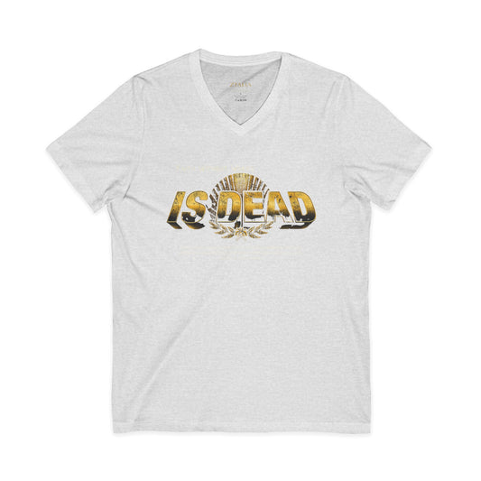 V-Neck Tee — 'Faith without Work is Dead' Vintage Sun Graphic