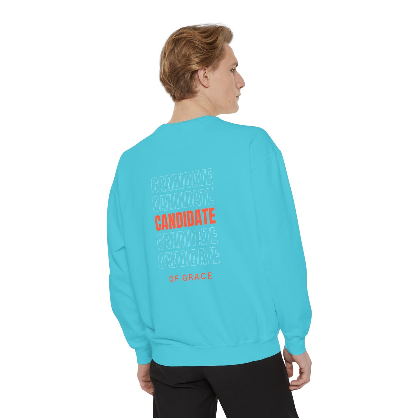 Grace Cross Sweatshirt — "Candidate of Grace" Christian Pullover