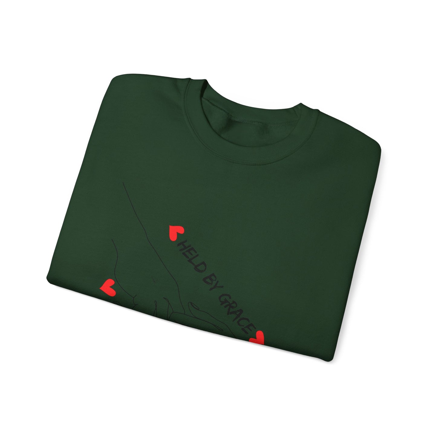 Crewneck Sweatshirt — "Held By Grace" Minimal Line Art Hands Design