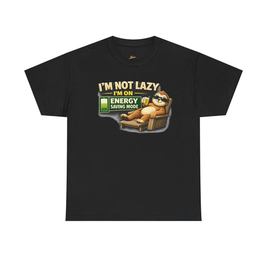 Funny Sloth T-Shirt – "I'm Not Lazy I'm On Energy Saving Mode" Graphic Tee