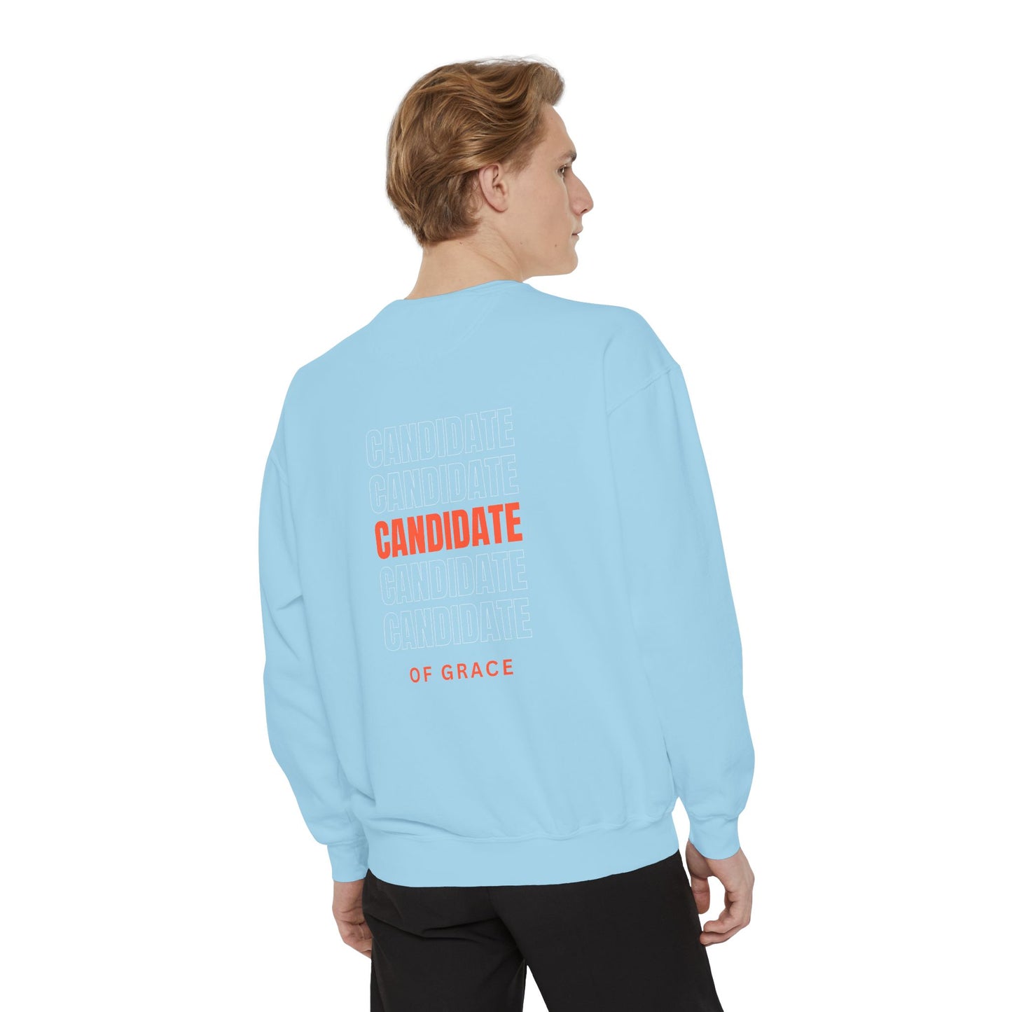 Grace Cross Sweatshirt — "Candidate of Grace" Christian Pullover