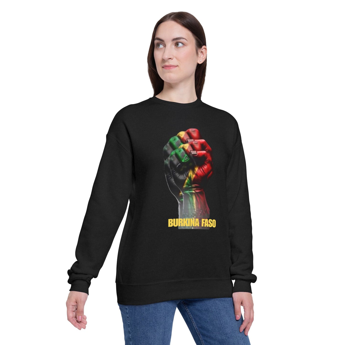 Burkina Faso Flag Fist Sweatshirt - Pan-African Pride Crewneck