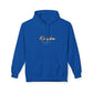 Retro Script "West Coast" White Hoodie — Vintage Stripe Graphic Pullover