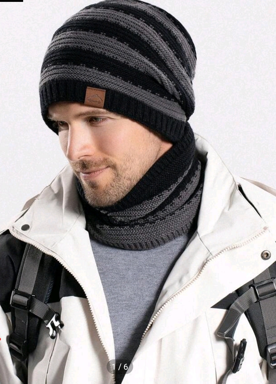 Men Knitted hat and scarf