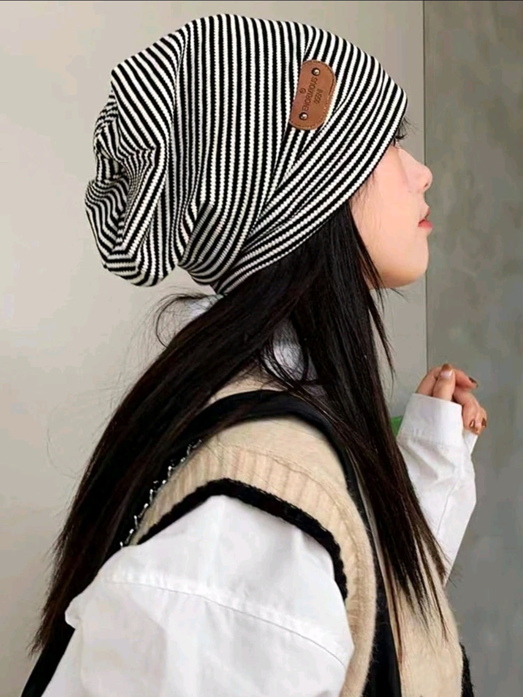 Women stripped print hat