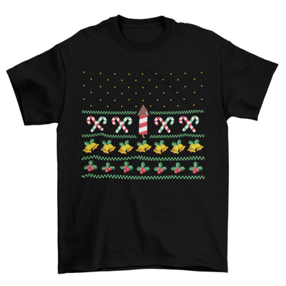 Star Space Ship Holiday Seasonal Ugly sweater Firework Rocket Candy t-shirt