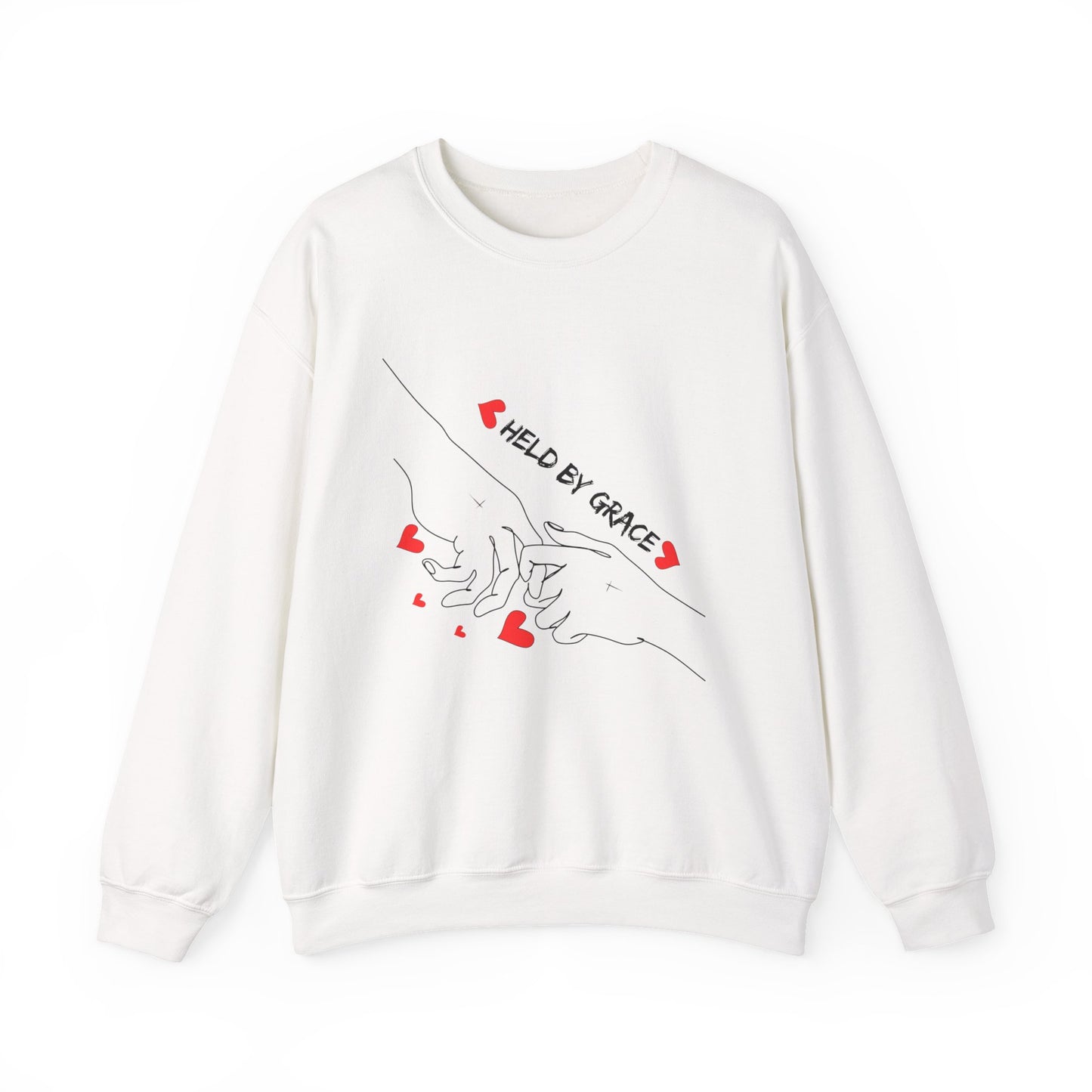 Crewneck Sweatshirt — "Held By Grace" Minimal Line Art Hands Design