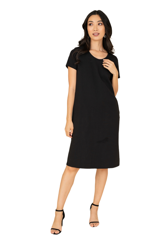 Women Pockets Black Dress